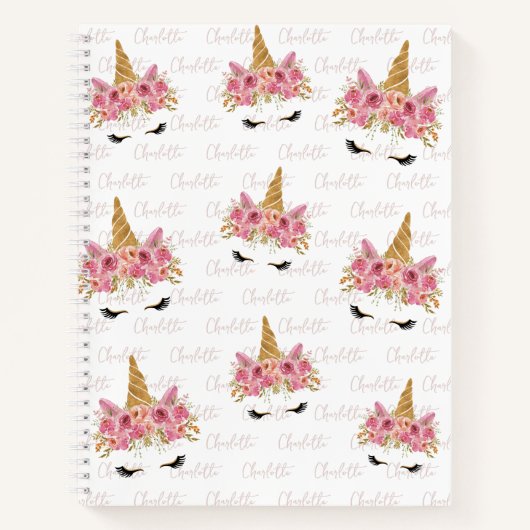 Personalized Unicorn Repeating Name Monogrammed  Notizblock (Vorderseite)