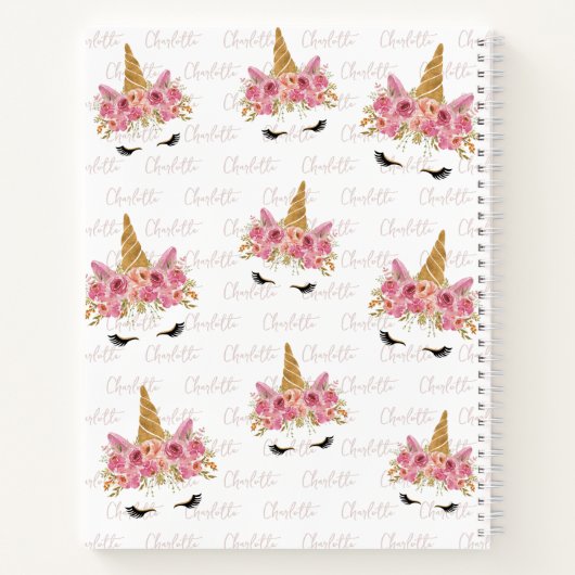 Personalized Unicorn Repeating Name Monogrammed Notizblock (Rückseite)