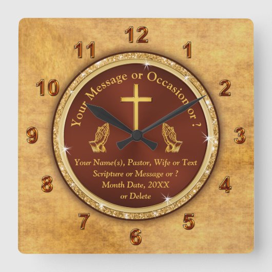 Personalized, Unique Religious Gifts for Him, Quadratische Wanduhr (Vorderseite)