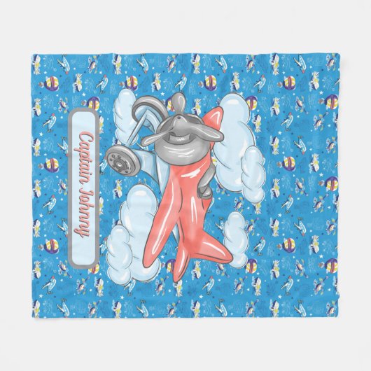 Personalized Up Up And Away Fleece Blanket (Vorderseite (Horizontal))