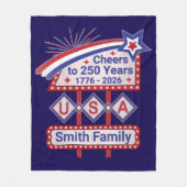 Personalized USA 250–Patriotic Retro Marquee Fleecedecke (Vorderseite)