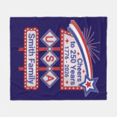 Personalized USA 250–Patriotic Retro Marquee Fleecedecke (Vorderseite (Horizontal))