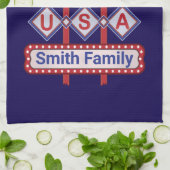 Personalized USA 250–Patriotic Retro Marquee Geschirrtuch (Gefaltet)