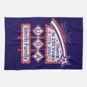 Personalized USA 250–Patriotic Retro Marquee Geschirrtuch (Horizontal)