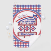 Personalized USA 250–Patriotic Retro Marquee Golfhandtuch (Insitu)