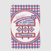 Personalized USA 250–Patriotic Retro Marquee Golfhandtuch (Vorderseite)