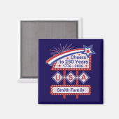 Personalized USA 250–Patriotic Retro Marquee Magnet (Vorderseite/Rückseite)