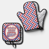 Personalized USA 250–Patriotic Retro Marquee Ofenhandschuh & Topflappen-Set (Vorderseite/Rückseite)