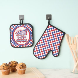 Personalized USA 250–Patriotic Retro Marquee Ofenhandschuh & Topflappen-Set