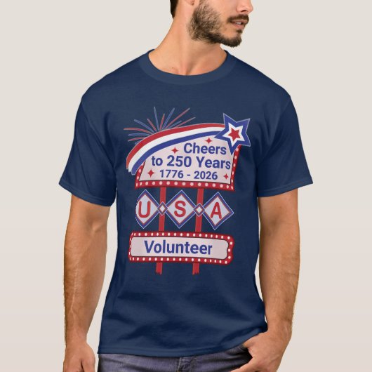 Personalized USA 250–Patriotic Retro Marquee T-Shirt (Vorderseite)