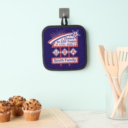 Personalized USA 250–Patriotic Retro Marquee Topflappen (Insitu (Hängend))