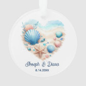 Personalized Valentine Anniversary Seashell Heart Ornament (Rückseite)