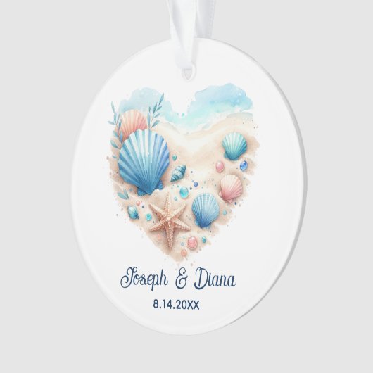 Personalized Valentine Anniversary Seashell Heart Ornament (Vorderseite)