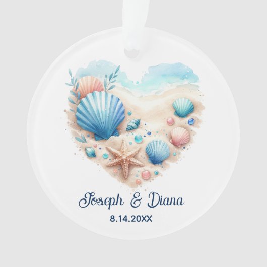 Personalized Valentine Anniversary Seashell Heart Ornament (Vorderseite)