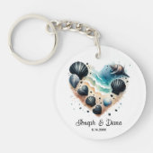 Personalized Valentine Anniversary Seashell Heart Schlüsselanhänger (Vorderseite)