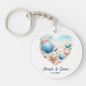 Personalized Valentine Anniversary Seashell Heart Schlüsselanhänger (Vorderseite)