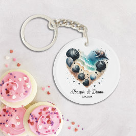 Personalized Valentine Anniversary Seashell Heart Schlüsselanhänger