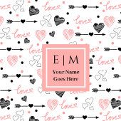 Personalized Valentine Bath Towel Pink Black Heart Badhandtuch Set