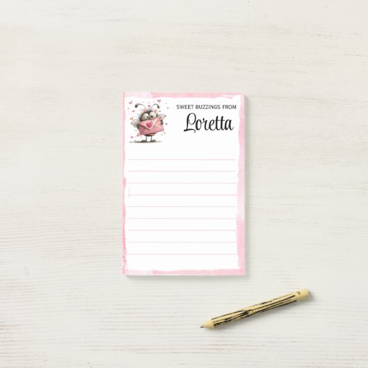 Personalized Valentine Bee Notepad Post-it Klebezettel (Auf Schreibtisch)