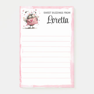 Personalized Valentine Bee Notepad Post-it Klebezettel
