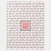 Personalized Valentine Blanket Pink Black Hearts  Fleecedecke (Vorderseite)