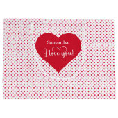 Personalized Valentine Favor Bag I Love You Hearts Große Geschenktüte (Rückseite)