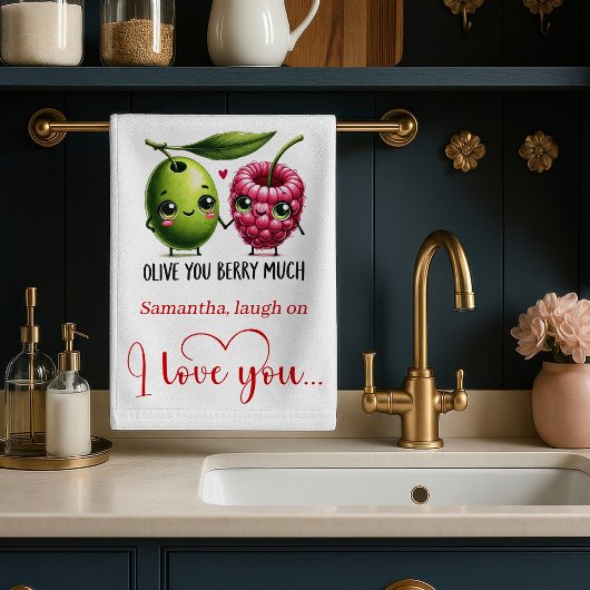 Personalized Valentine Food Pun Kitchen Towel Geschirrtuch