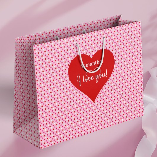 Personalized Valentine Gift Bag With Love You Text Große Geschenktüte