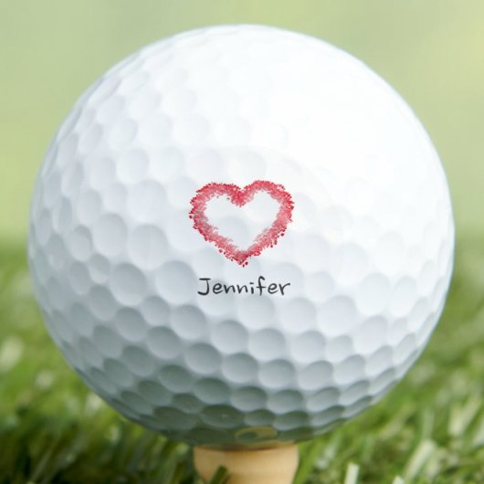 Personalized Valentine Heart Gift for Her Golfball
