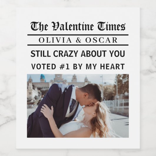 Personalized Valentine Newspaper  Weinetikett (Einzelnes Label)