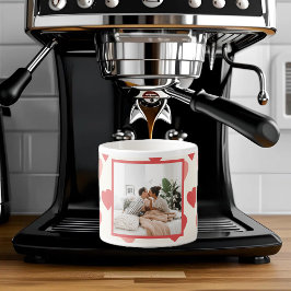 Personalized Valentine Phot with Hearts Espressotasse
