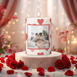 Personalized Valentine Photo Heart Pillar Candle Stumpenkerze
