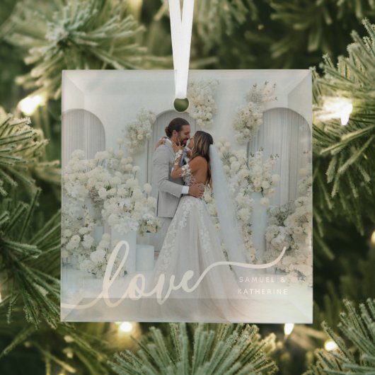 personalized Valentine photo Ornament Aus Glas (Insitu)