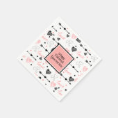 Personalized Valentine Pink Black Hearts Sketch  Serviette (Ecke)