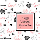 Personalized Valentine Pink Black Hearts Sketch  Serviette
