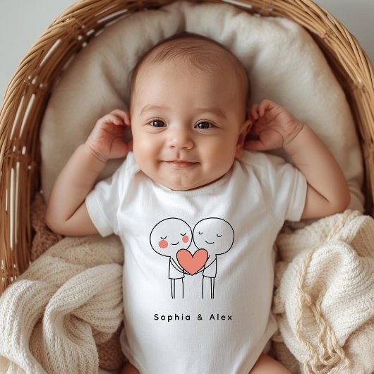 Personalized Valentine’s Couple Baby Bodysuit Baby Strampler
