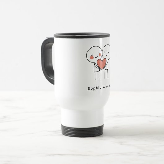 Personalized Valentine’s Couple Matching Reisebecher (Vorderseite Links)