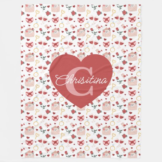 Personalized Valentine’s Day Fleece Blanket (Vorderseite)