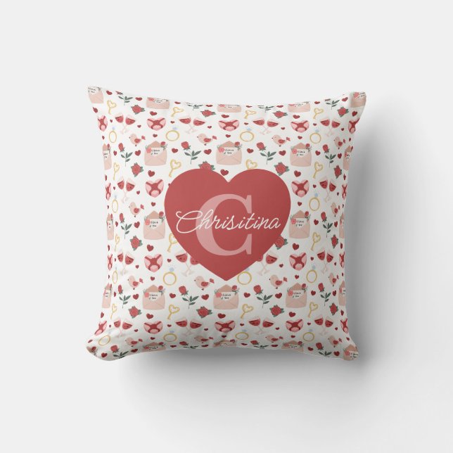 Personalized Valentine`s Day Throw Pillow Kissen (Vorderseite)