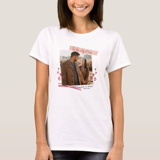 Personalized Valentine T-Shirt with Photo & Names (Vorderseite)