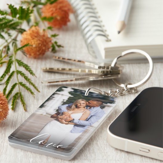 Personalized Valentine's Day Photo Love Script Schlüsselanhänger (Vorderseite rechts)