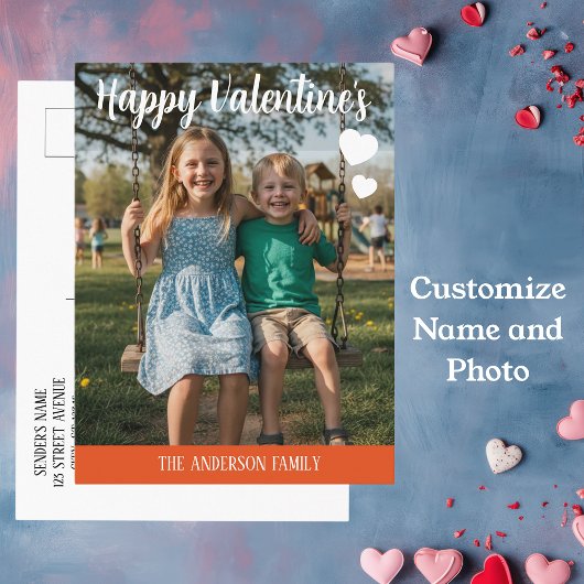 Personalized Valentines Day Photo Postkarte