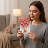 personalized valentines red striped bear  feiertagskarte