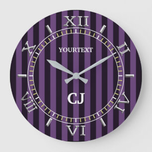 Personalized Vertical Purple Stripes Dial on a Große Wanduhr