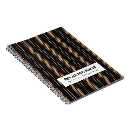 Personalized Vertical Stripe Black Gold Notizblock (Rechte Seite)
