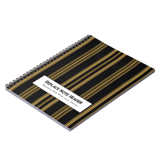 Personalized Vertical Stripe Black Gold Notizblock (Linke Seite)