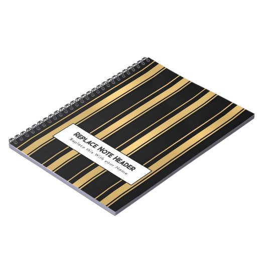 Personalized Vertical Stripe Black Gold Notizblock (Linke Seite)