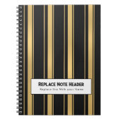 Personalized Vertical Stripe Black Gold Notizblock (Vorderseite)