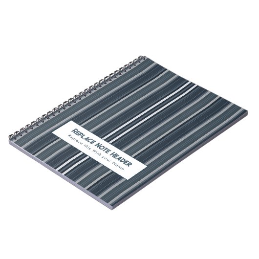 Personalized Vertical Stripe Blue Grey Notizblock (Linke Seite)