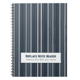 Personalized Vertical Stripe Blue Grey Notizblock